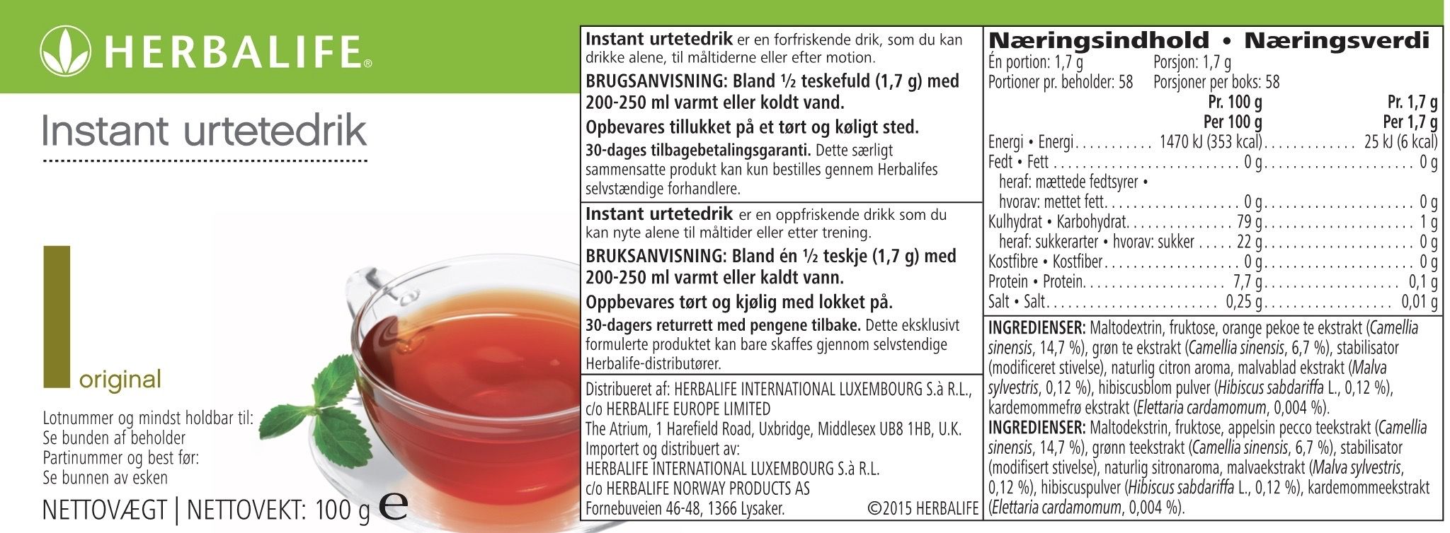 Forfriskende Urtedrik m. Grøn Te (100 g.) - Billede 2