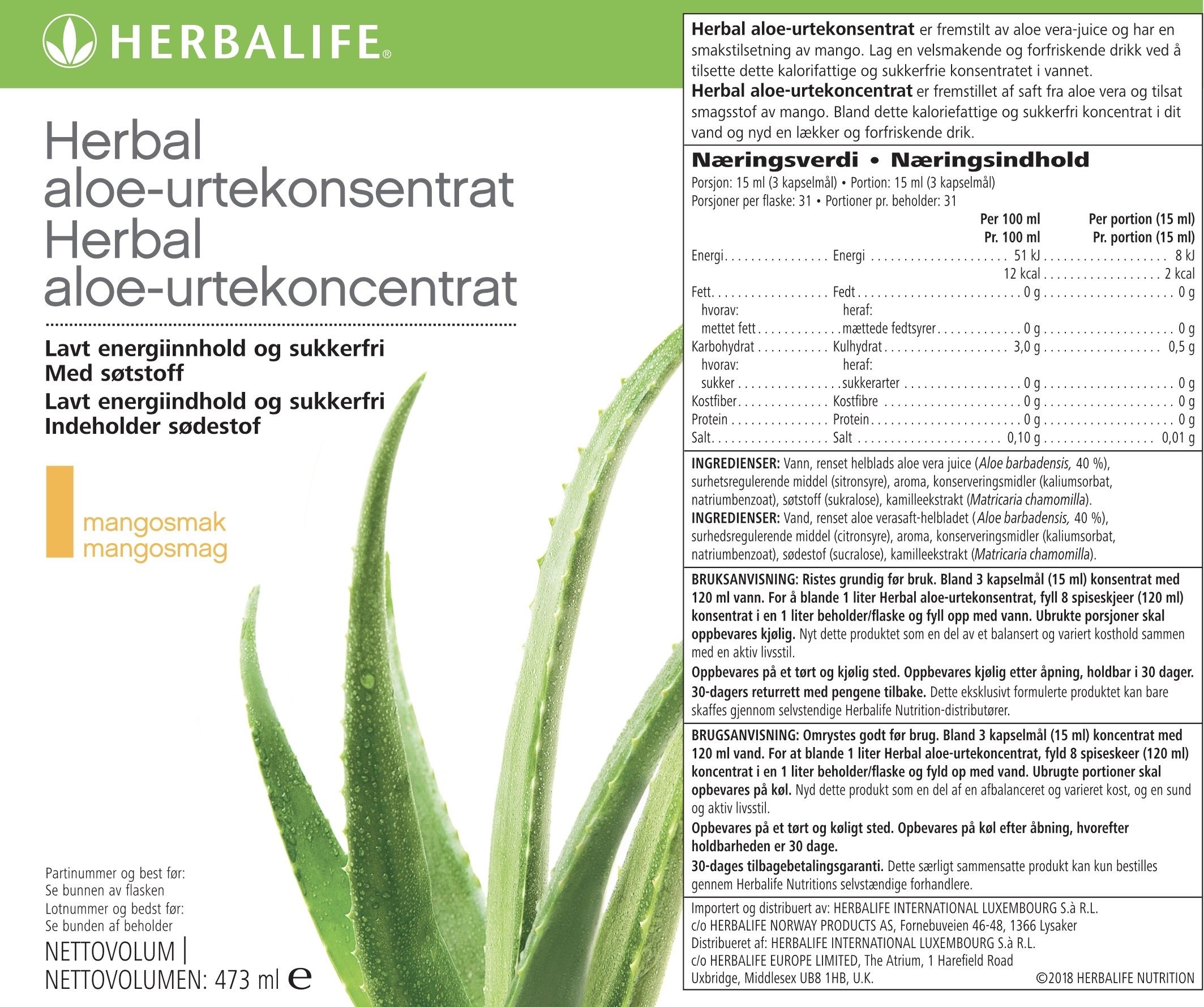 Herbal Aloe Vera Urtedrik - Mango (473 ml.) - Billede 8