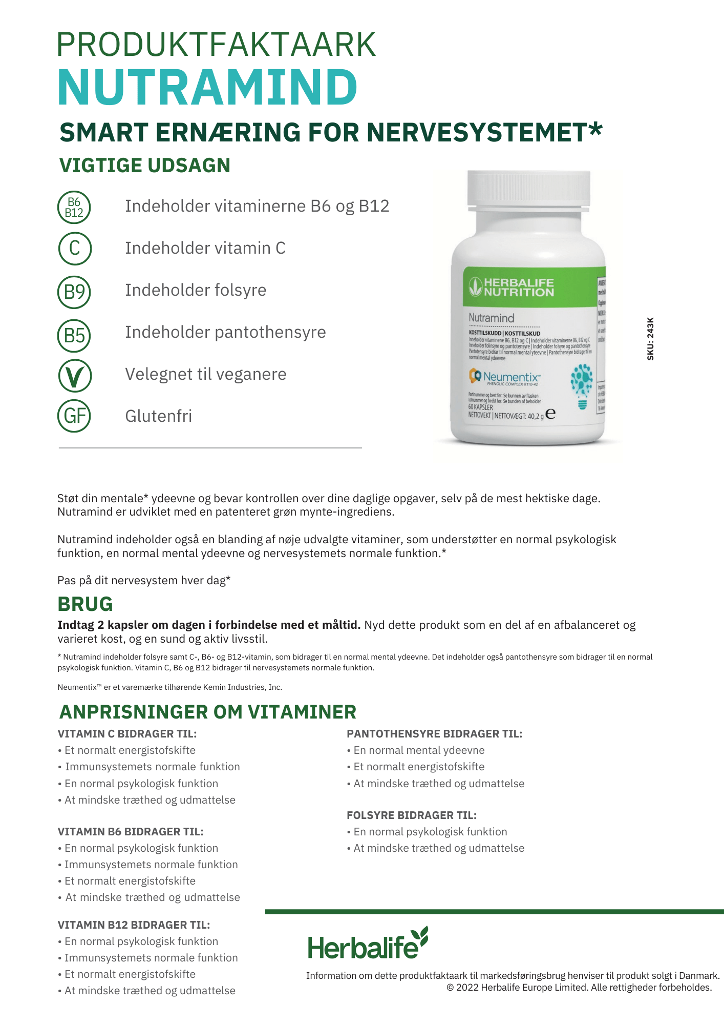 Herbalife Nutramind - Kosttilskud til nervesystemet* (60 kapsler) - Billede 2