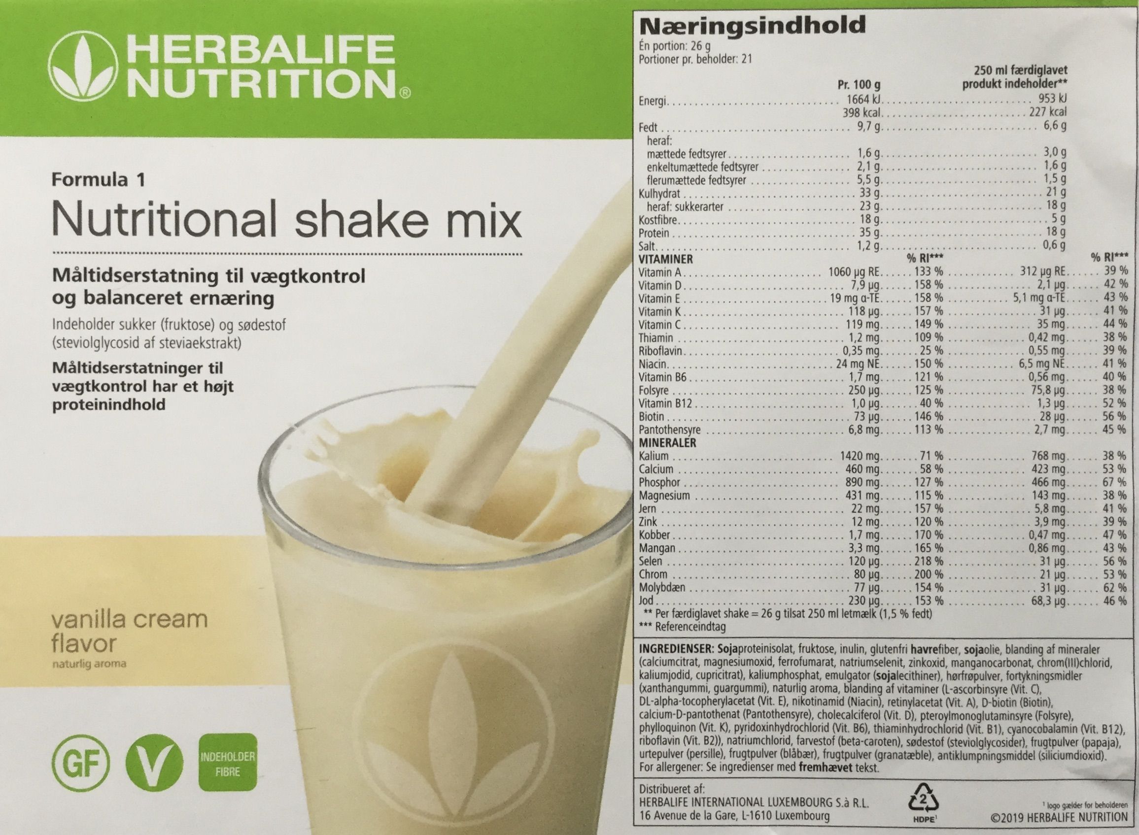 Formula1 Nutritional Shake Mix - Vanilla Cream (550 g.) - Billede 4