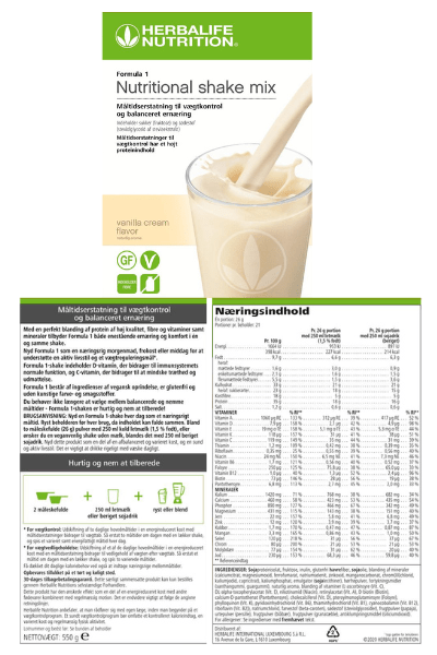 Formula1 Nutritional Shake Mix - Vanilla Cream (550 g.) - Billede 2