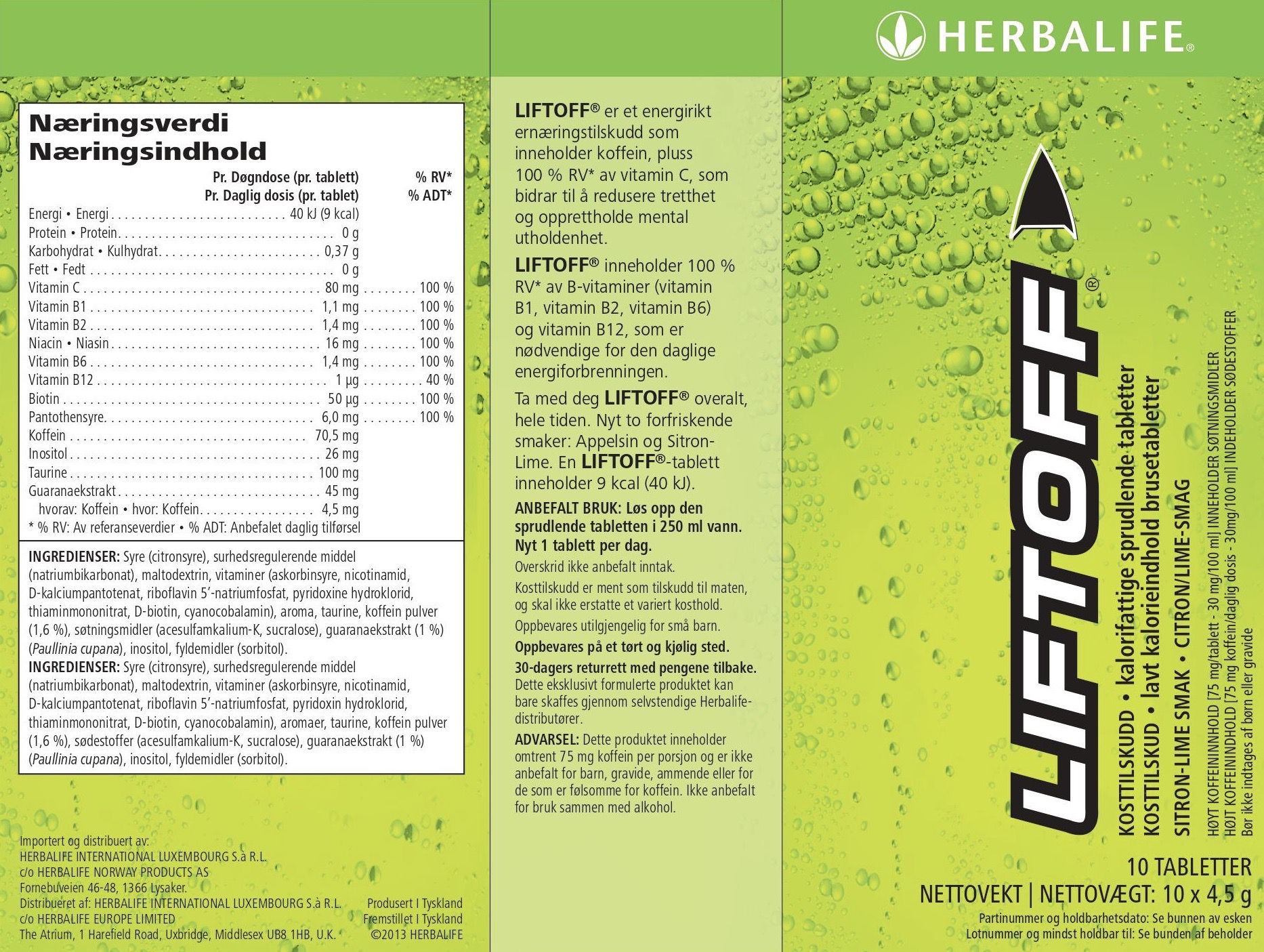 Herbalife LiftOff - Energi-tilskud (10 x 4,5 g.) - Billede 2