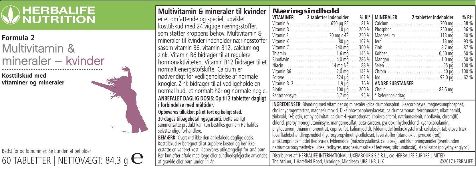 Formula 2 Multivitaminer & Mineraler - Kvinder (60 tabletter) - Billede 2
