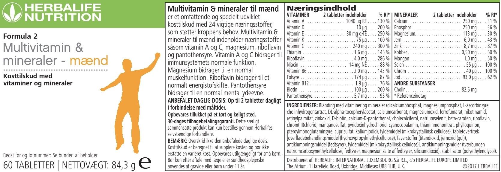 Formula 2 Multivitaminer & Mineraler - Mænd (60 tabletter) - Billede 2